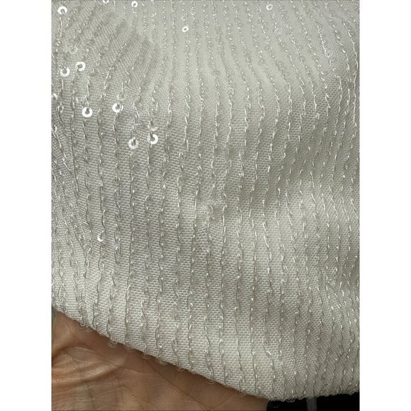 Mac Duggal Size 4 Black White 42037 Sequin One Puff Shoulder Gown Dress New Prom - Picture 7 of 14